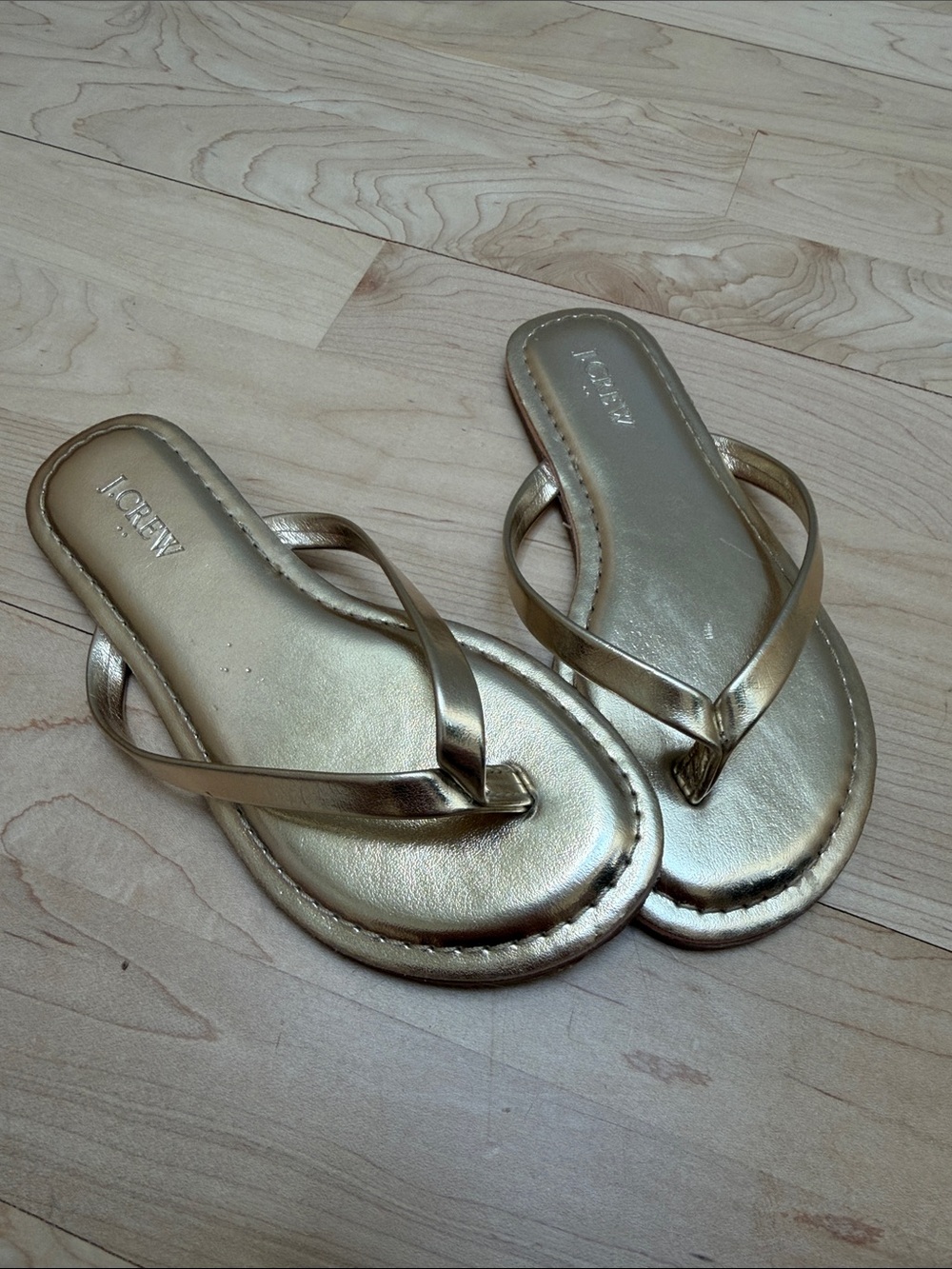 J. Crew Metallic Gold Thong Sandals